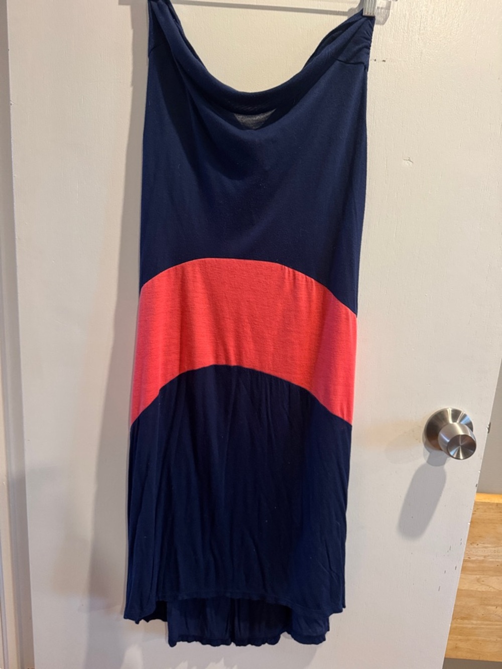Navy & Coral Colorblock Maxi Dress